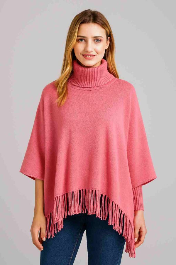 Winter Fleece Poncho with High Neck