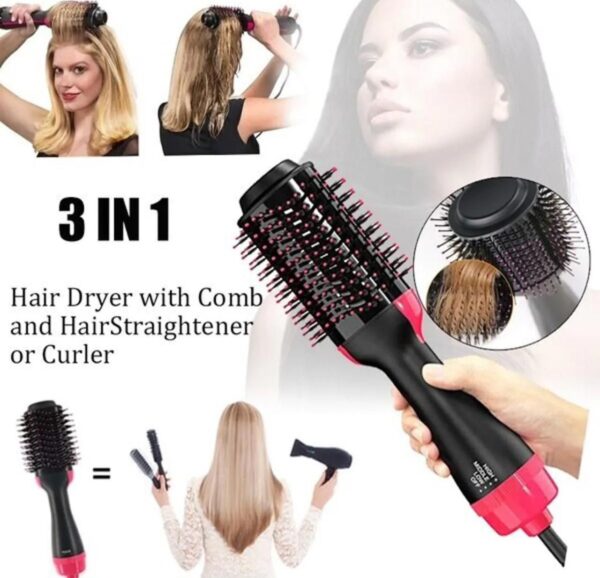 3‑in‑1 Hair Dryer with Comb, Hair Straightener