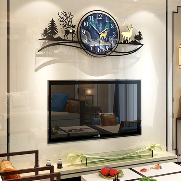 forest figure Deer 3d wood Wall clock