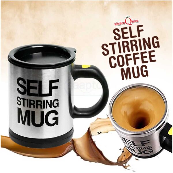 Self Stirring Mug – Automatic Stainless Steel Coffee Mug 350ml (Random colours)