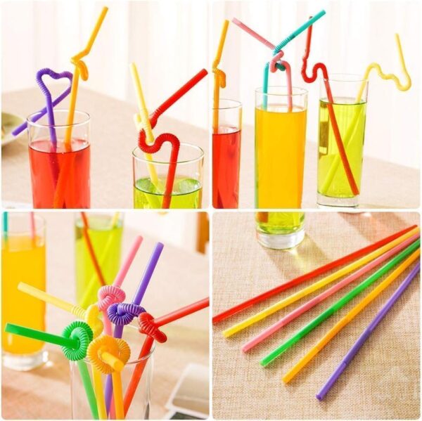 Colorful Flexible Drinking Straws – 50 Pcs Disposable Bendy Plastic Straws