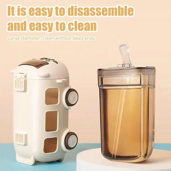 School Bus Design Kids Water Bottle With Strap– 500ml (Random Color)