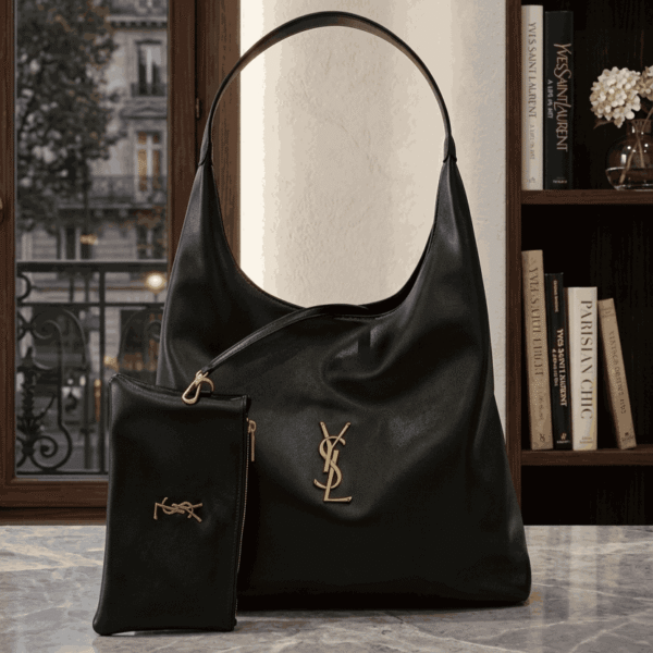 Luxury YSL Imported Tote Bag (Large Capacity) – High-Quality Black Leather( without box)